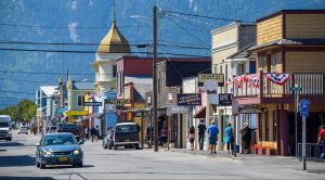 Historic buildings on broadway street in Skagway