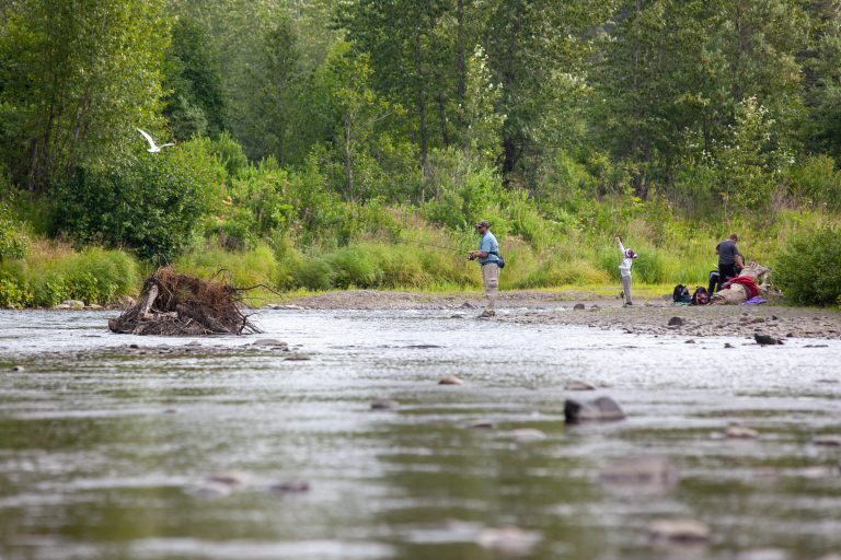 Anglers casting line on Anchor River