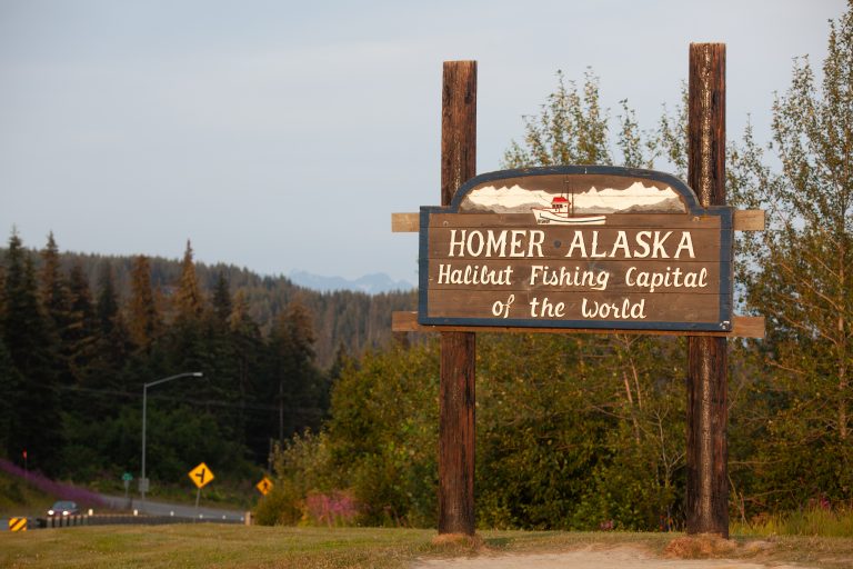 Sign declaring Homer the Halibut Fishing Capital of the World