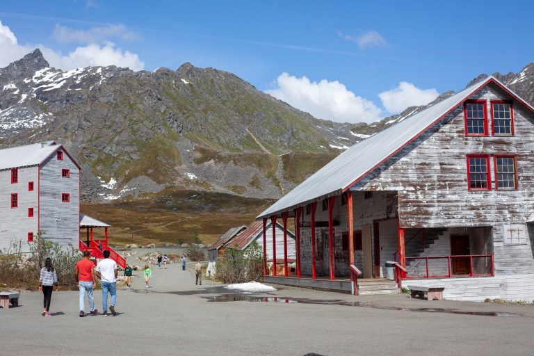 Historic mining buildings at Independence Mine in Hatcher Pass